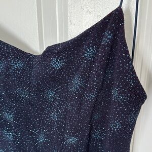 Sparkle, starburst  City Triangles Navy evening Dress with Blue Sparkle